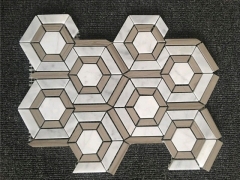 六角形の白い大理石のモザイクパターン