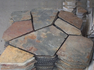 文化的な錆びた石の部分メッシュの旗歩道の石