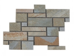自然の錆びたメッシュ舗装石のフラグの石のタイル